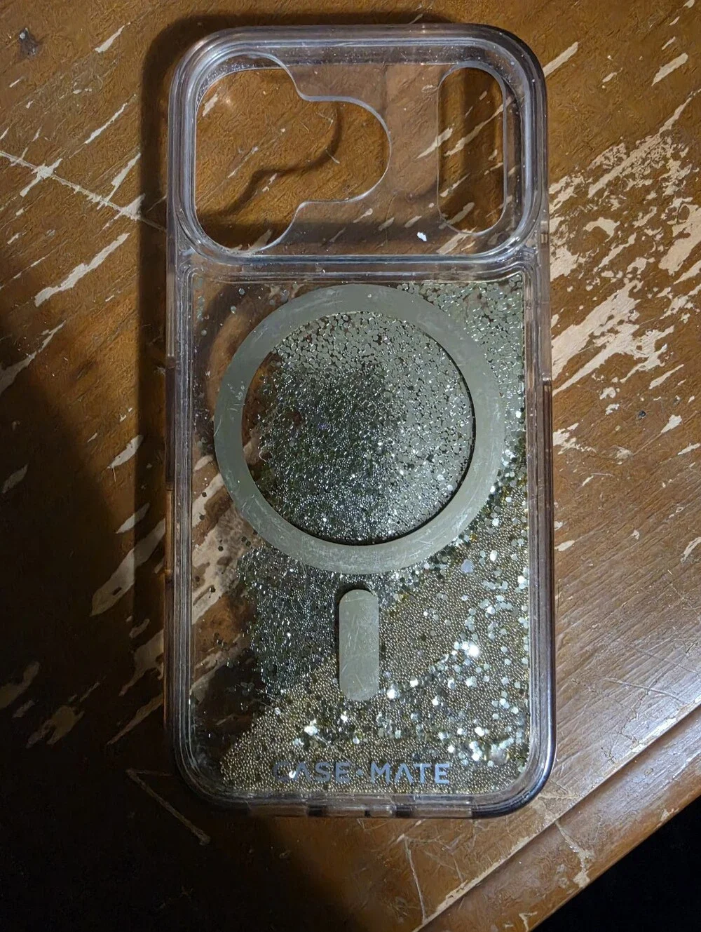 Iphone 14 Pro case-mate Clear Glitter MagSafe Phone Case - Gold Glitter